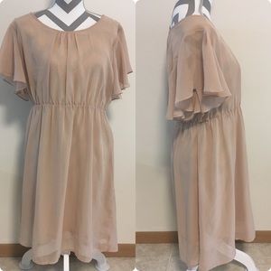 Allegra K Tan Flowy Dress L